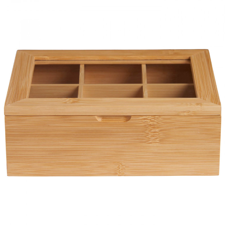Caja de Té Sostenible de Bambú para Personalizar con 2 Compartimentos