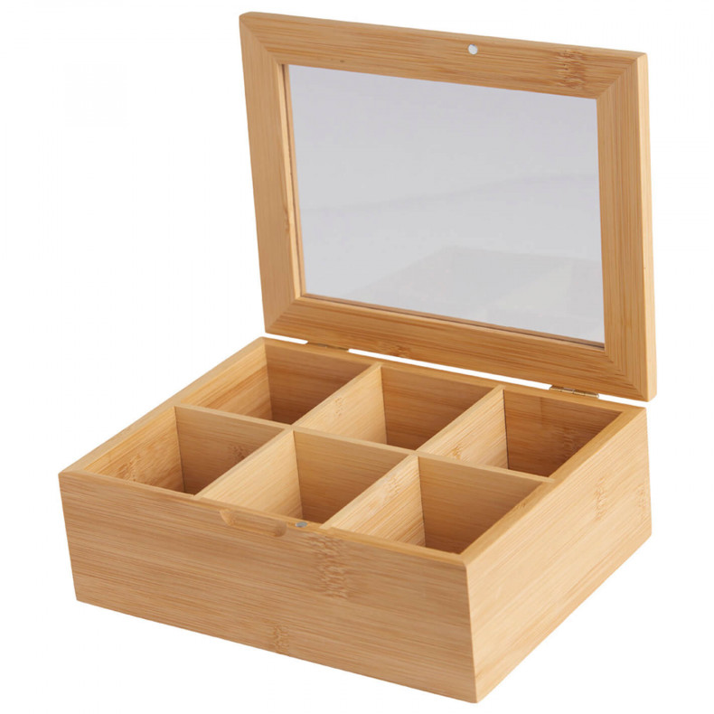 Caja té, Caja para guardar bolsas de té e infusiones, Caja bambú,  Organizador té 4052025274818