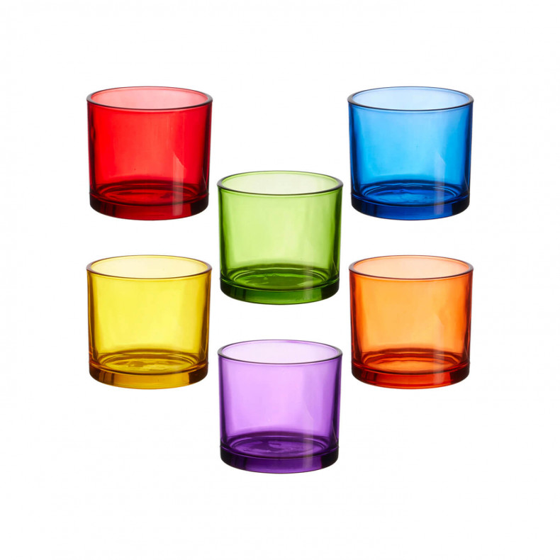 SET 6 VASOS CRISTAL COLORES