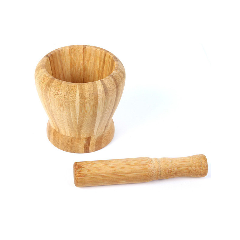 Tradineur - Mortero de madera natural - Incluye mazo de 16 cm