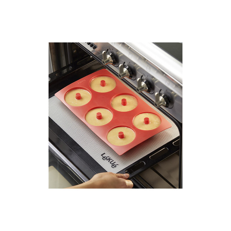 Molde de Silicona Rojo para Donuts de Lékué