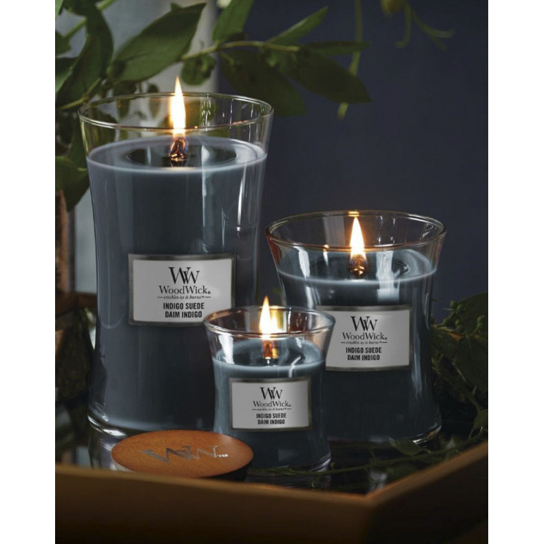 LARGE CANDLE INDIGO SUEDE - Trends Home