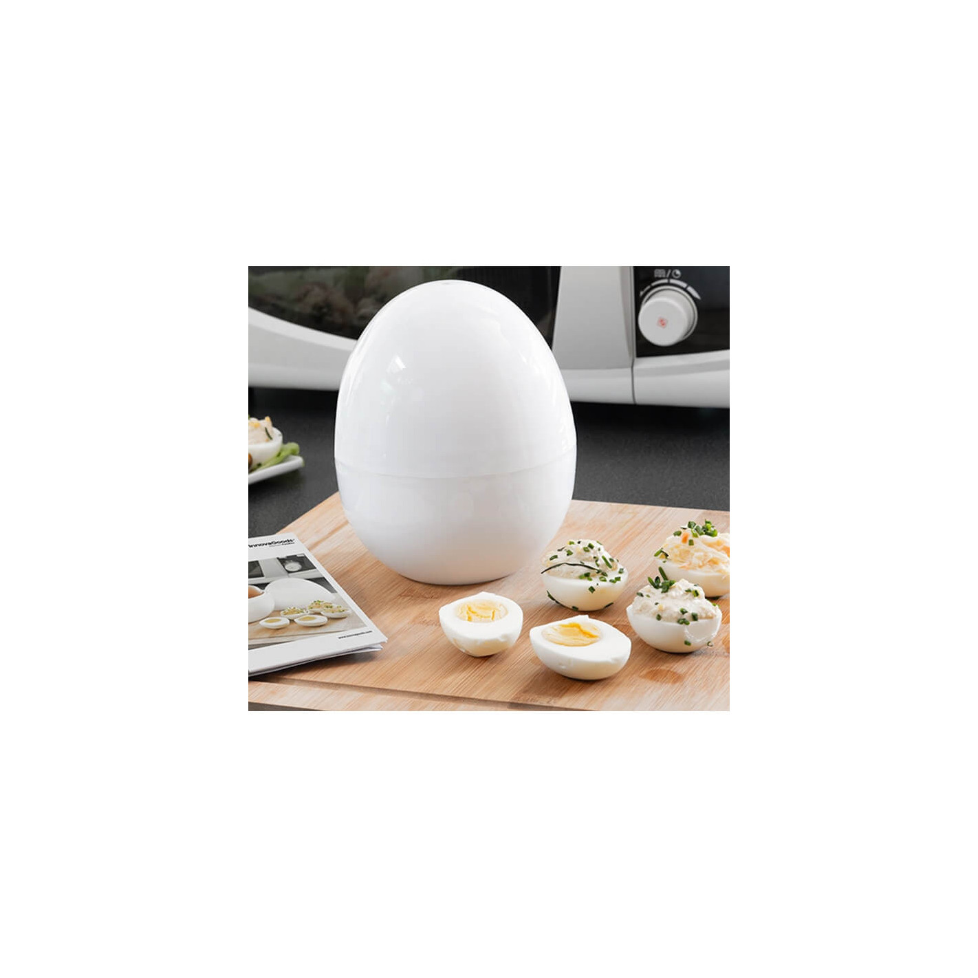 Cuecehuevos Cerámico para Microondas con Recetas Eggsira