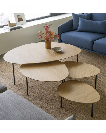para salón HWB05-GWE diseño escandinavo minimalista Juego de 2 mesas auxiliares para salón dormitorio color blanco y gris 